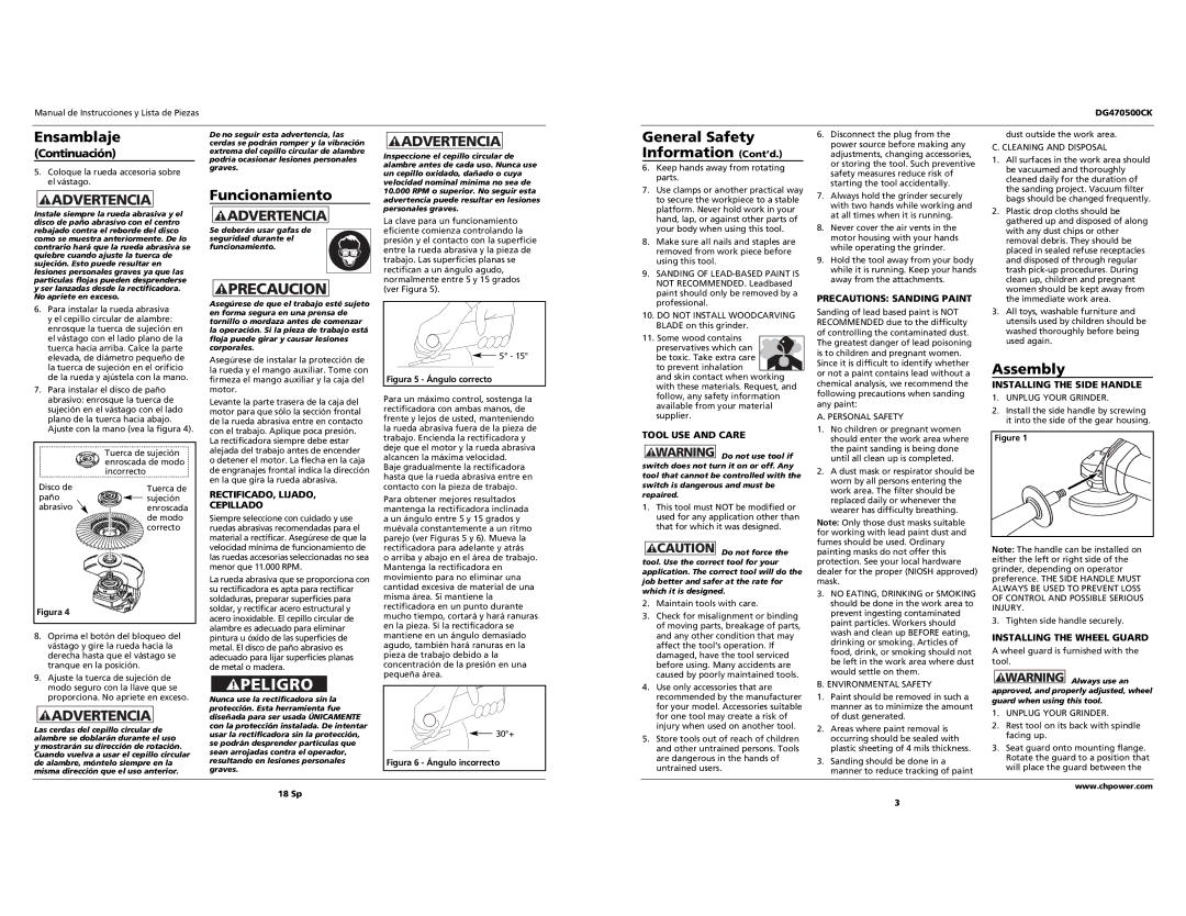 Campbell Hausfeld DG470500CK specifications Ensamblaje, General Safety Information Cont’d, Assembly 