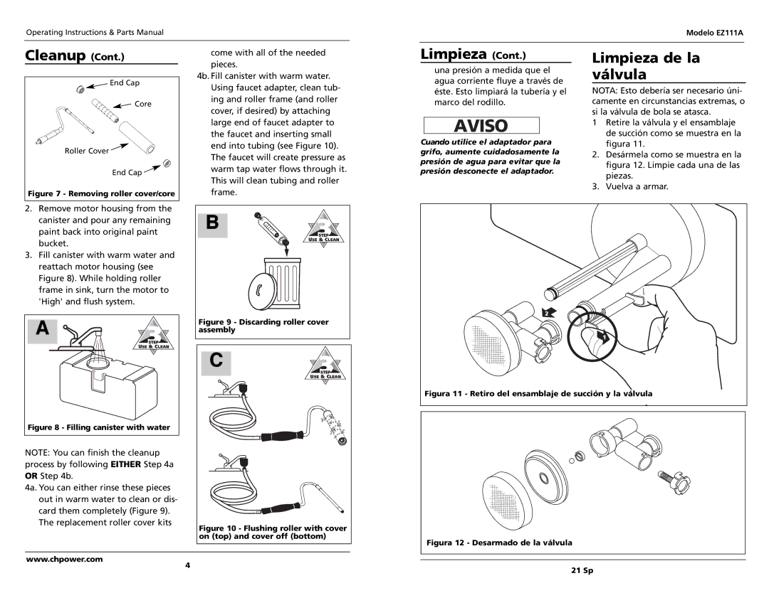 Campbell Hausfeld EZ111A specifications Limpieza de la válvula 