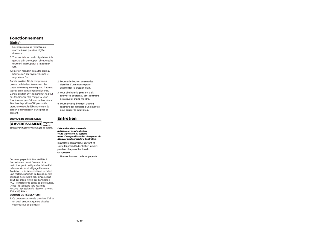 Campbell Hausfeld FP2040 operating instructions Guide de Dépannage 