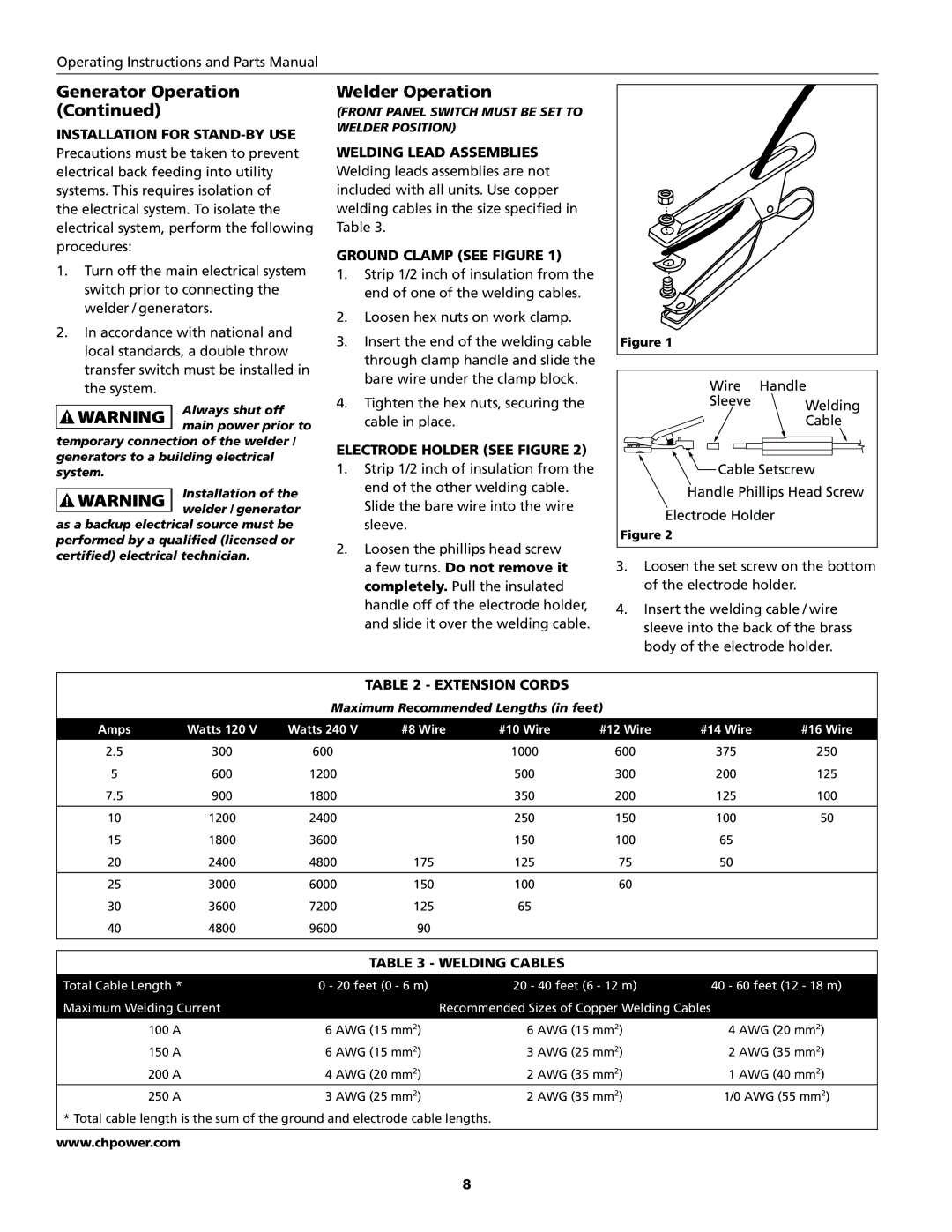 Campbell Hausfeld GW4500 specifications Welder Operation 