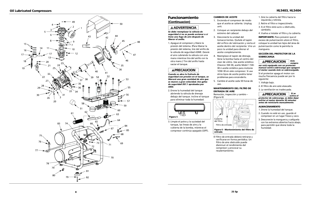 Campbell Hausfeld HL5403 operating instructions Funcionamiento, Continuacíon 