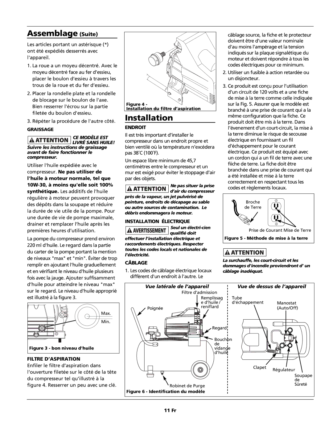 Campbell Hausfeld HS5500, HL5500 Series Assemblage Suite, Vue latérale de l’appareil Vue de dessus de l’appareil 