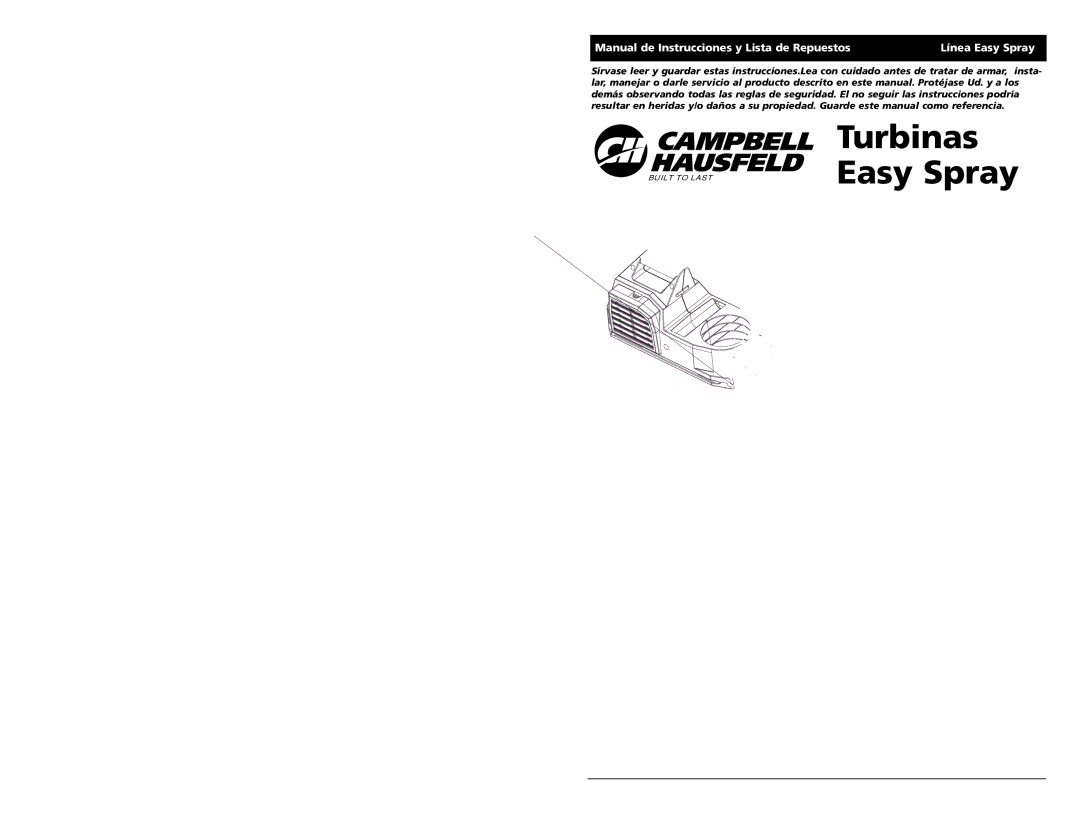 Campbell Hausfeld specifications Especificaciones, Modelo HV1000 Serie HV2000, Modelo HV1500 