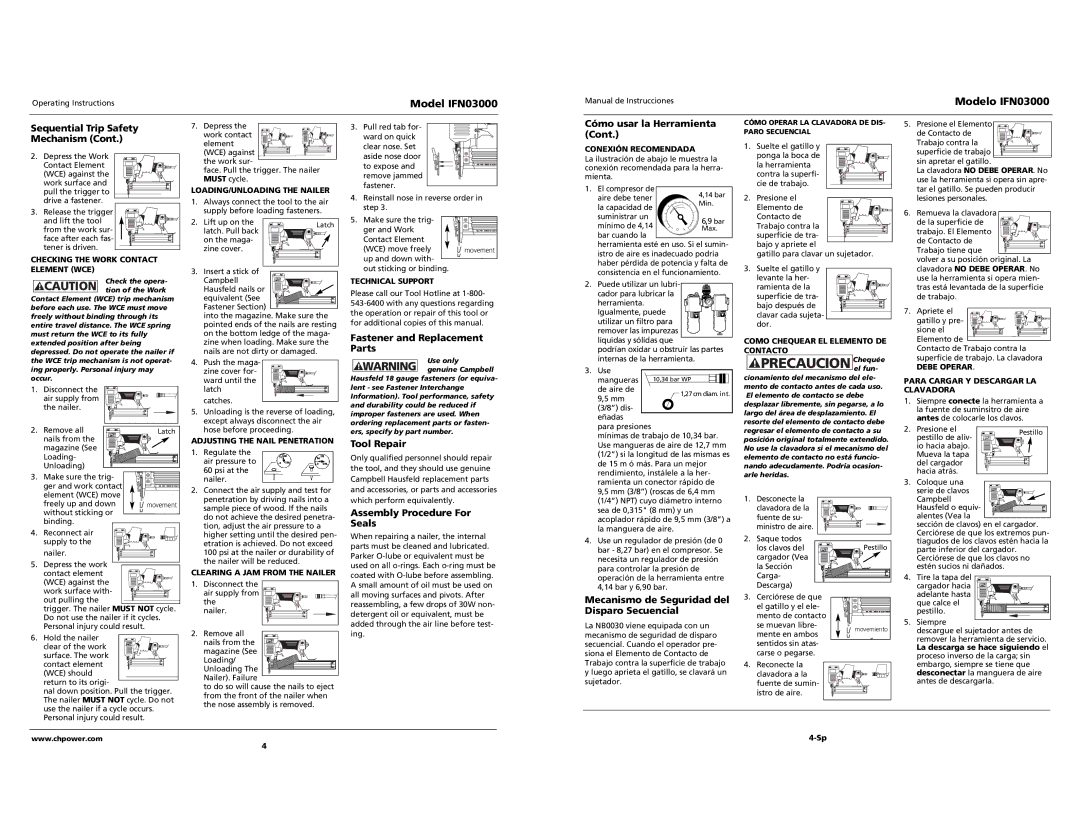 Campbell Hausfeld IFN03000 operating instructions Fastener and Replacement Parts, Tool Repair, Assembly Procedure For Seals 