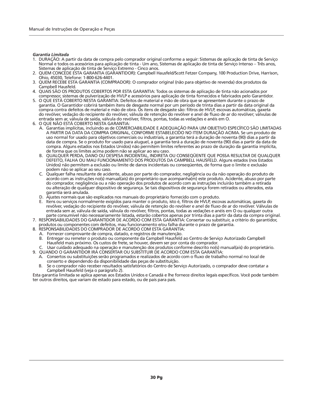 Campbell Hausfeld IN206701AV, HVLP, HV2002 operating instructions Garantia Limitada 