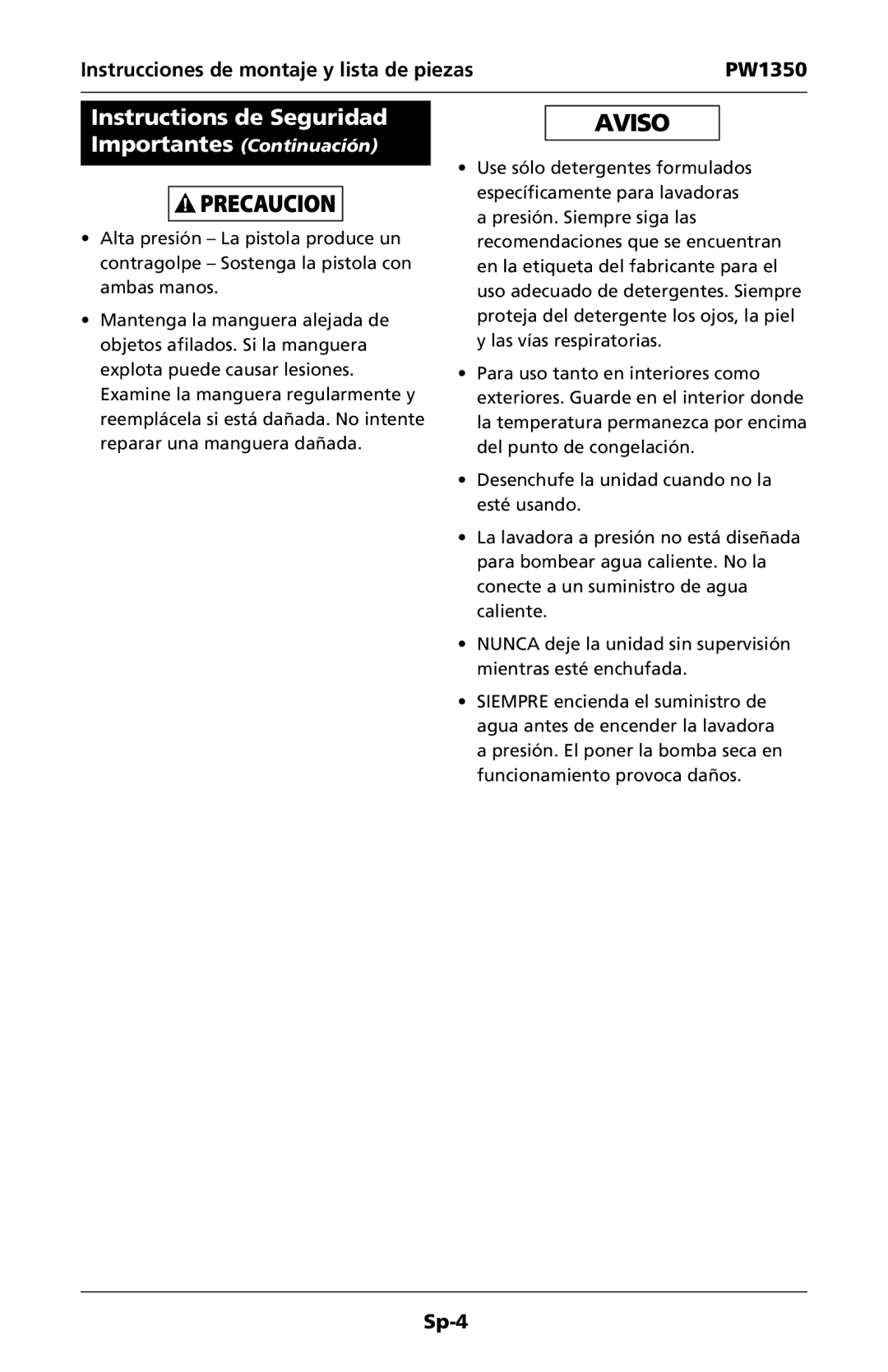 Campbell Hausfeld IN468001AV specifications Sp-4 