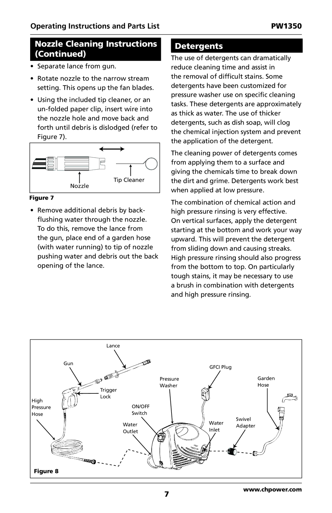 Campbell Hausfeld IN468001AV specifications Nozzle Cleaning Instructions, Detergents 