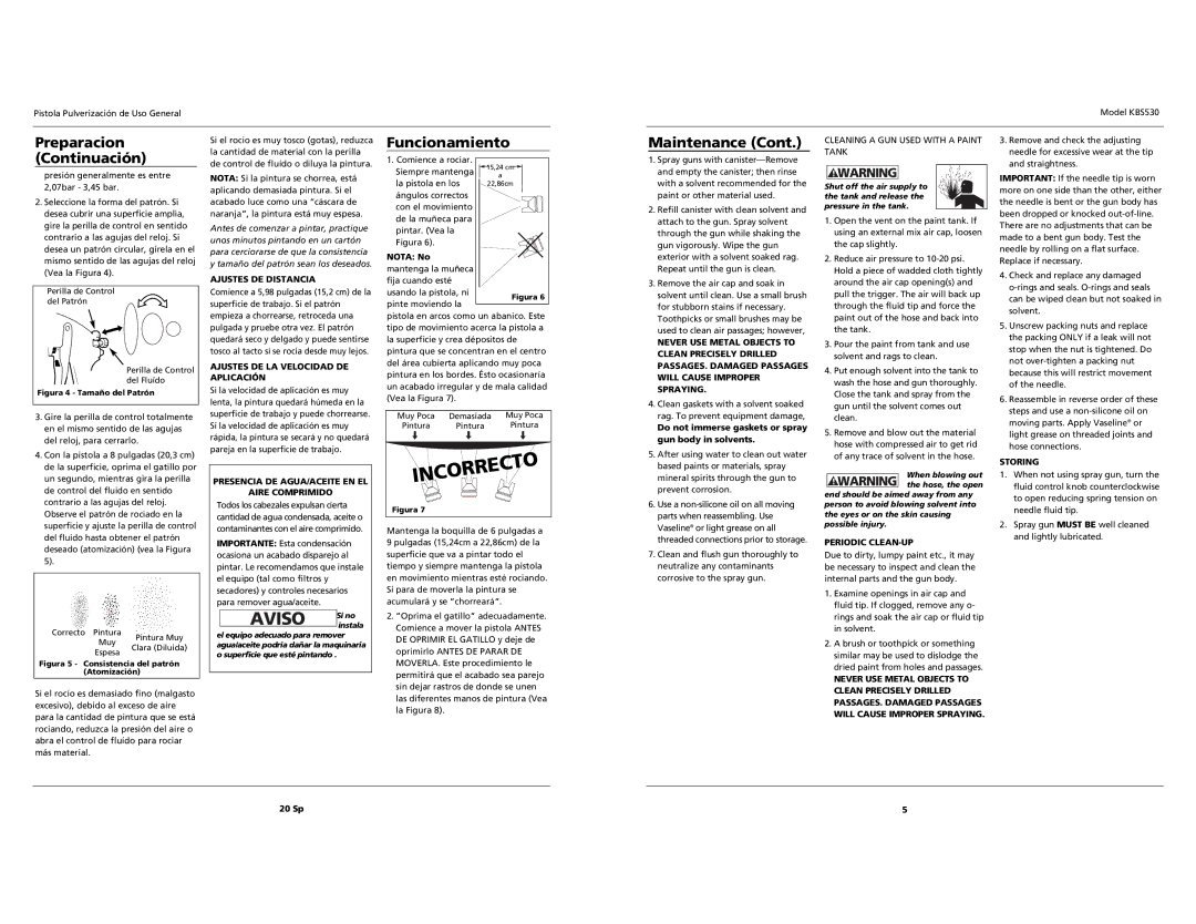 Campbell Hausfeld KBS530 operating instructions Preparacion Continuación, Funcionamiento 