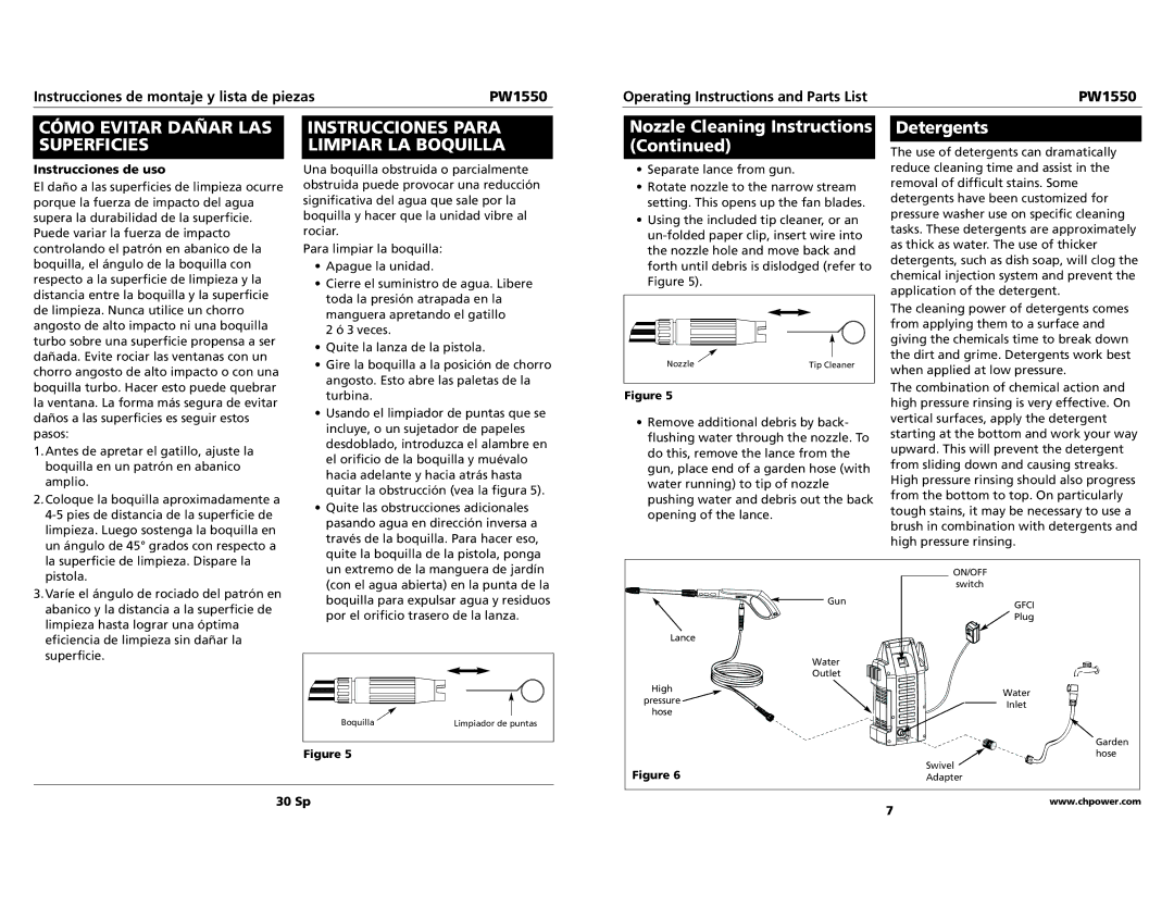 Campbell Hausfeld PW1550 specifications Cómo Evitar Dañar LAS Superficies, Detergents 