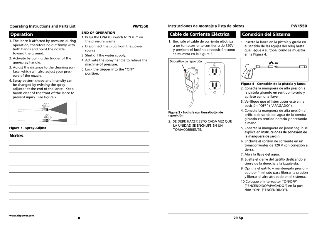 Campbell Hausfeld PW1550 specifications Conexión del Sistema, END of Operation 