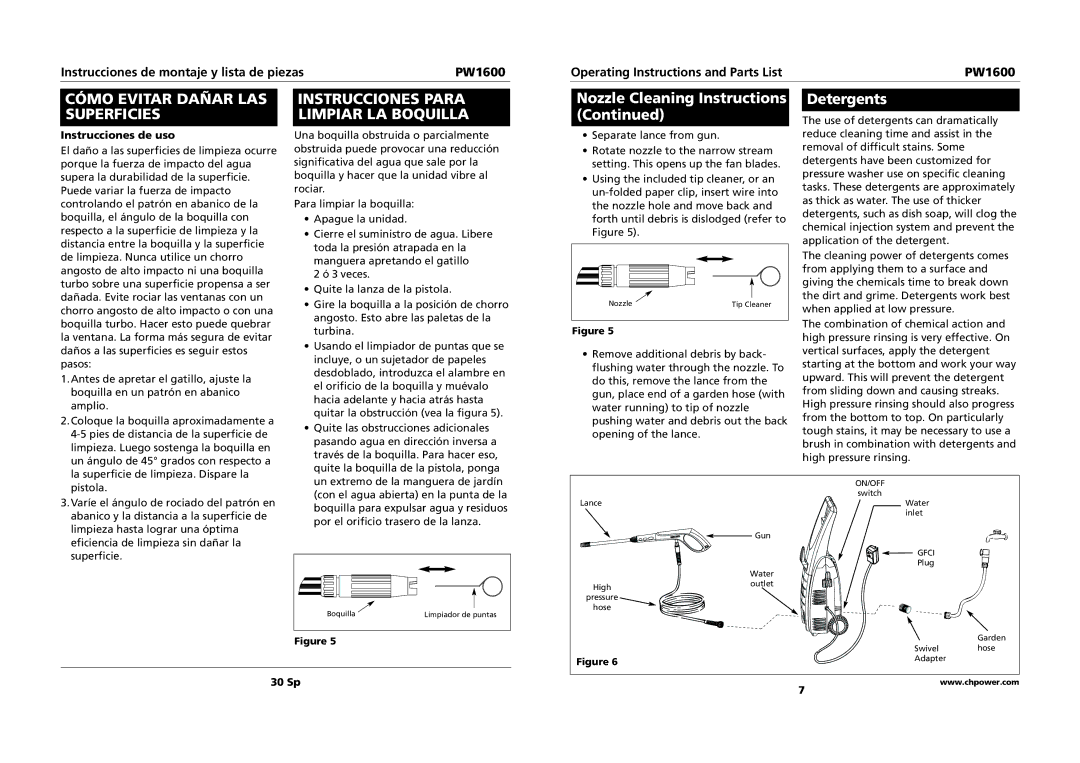 Campbell Hausfeld PW1600 specifications Cómo Evitar Dañar LAS Superficies, Detergents 