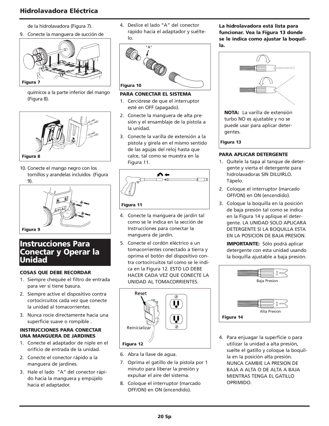 Campbell Hausfeld PW167600AV operating instructions Instrucciones Para Conectar y Operar la Unidad, Cosas QUE Debe Recordar 