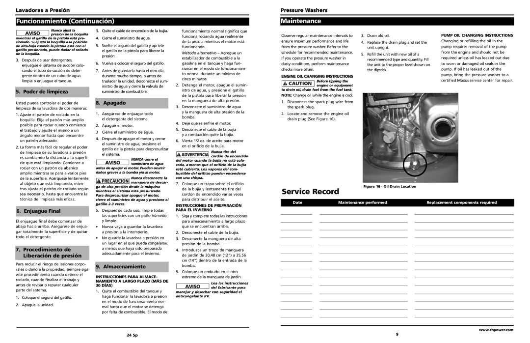 Campbell Hausfeld PW2575 warranty Maintenance, Procedimiento de Liberación de presión 