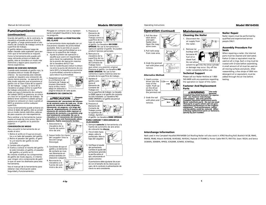 Campbell Hausfeld RN164500 instruction manual Maintenance 