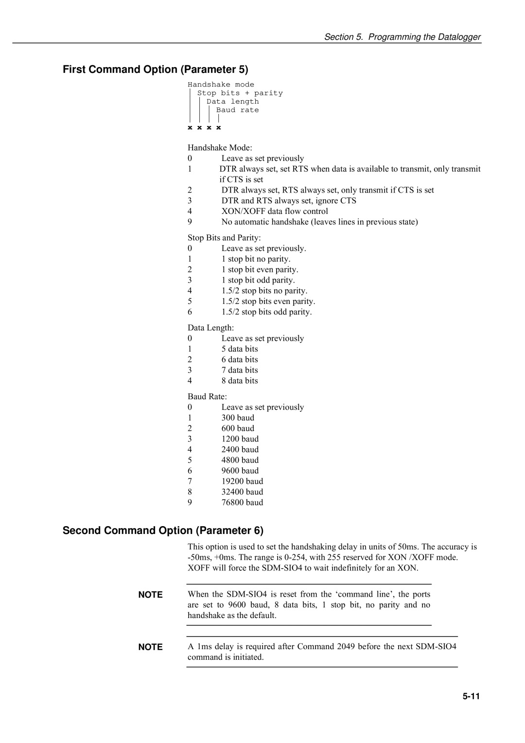 Campbell Hausfeld SDM-SIO4 manual First Command Option Parameter, Second Command Option Parameter 