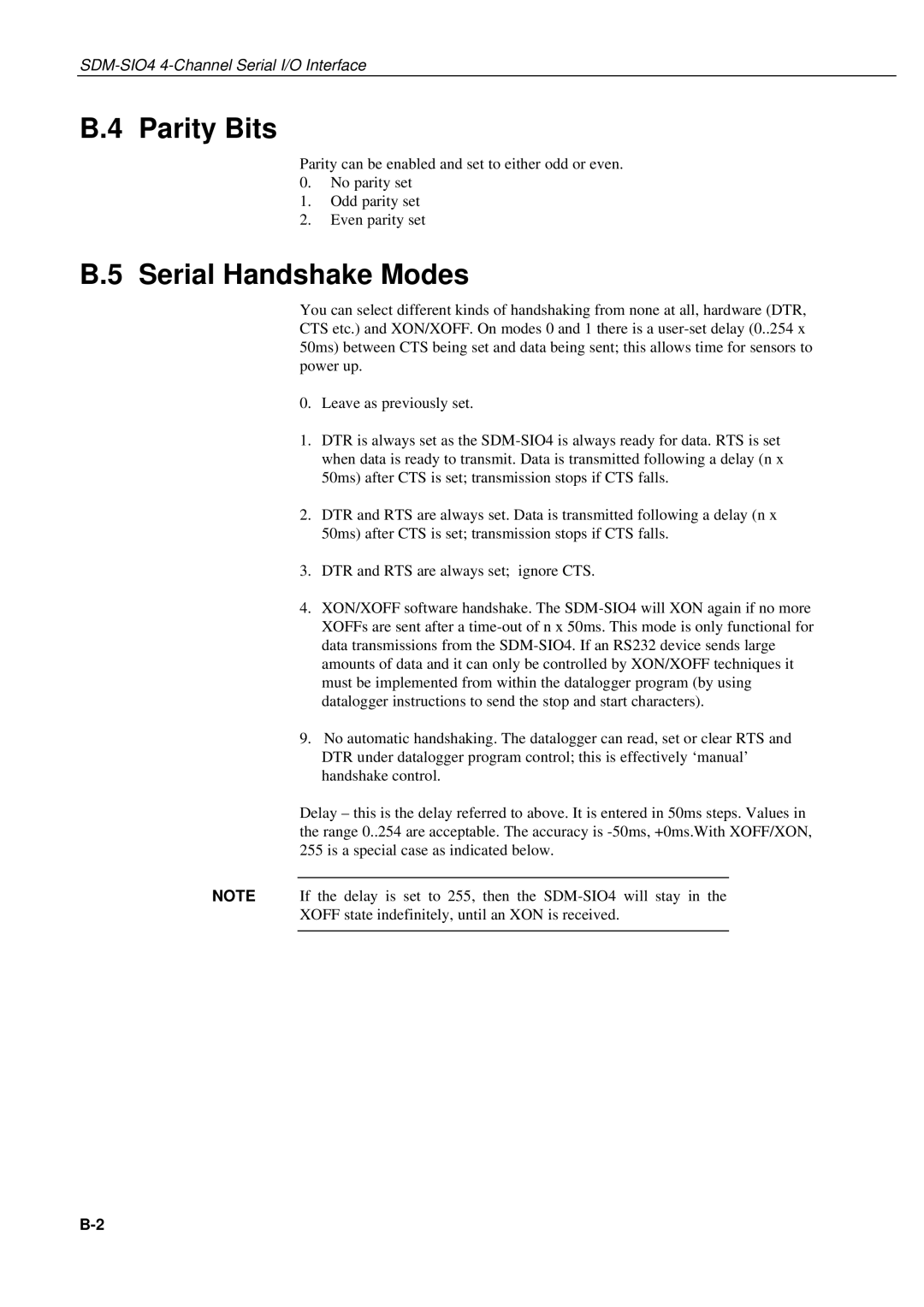 Campbell Hausfeld SDM-SIO4 manual Parity Bits, Serial Handshake Modes 