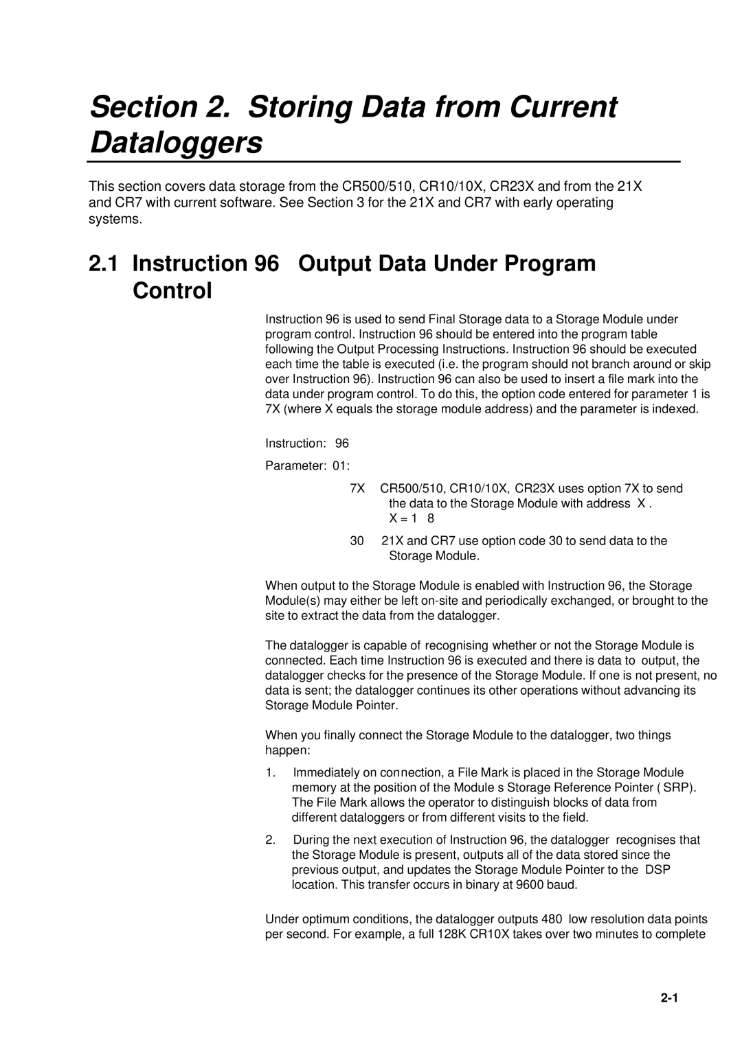 Campbell Hausfeld SM4M manual Storing Data from Current, Instruction 96 Output Data Under Program 