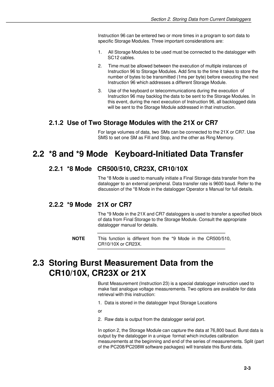 Campbell Hausfeld SM4M manual and *9 Mode Keyboard-Initiated Data Transfer, Storing Burst Measurementstored Data from 