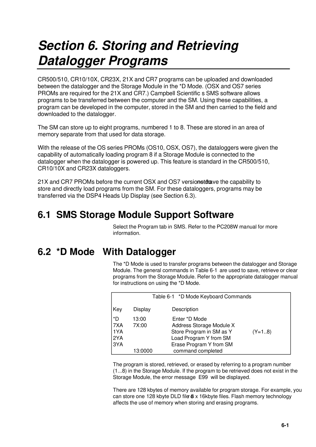 Campbell Hausfeld SM4M manual Storing and Retrieving, Datalogger Programs 