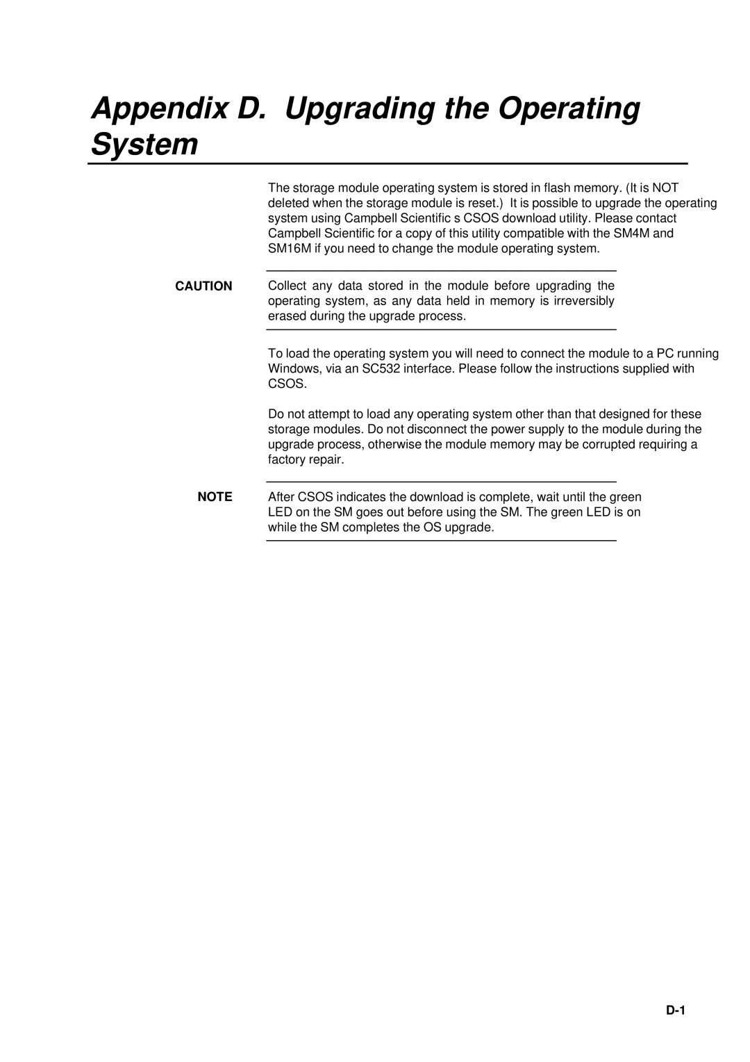 Campbell Hausfeld SM4M manual Appendix D. Upgrading the Operating 