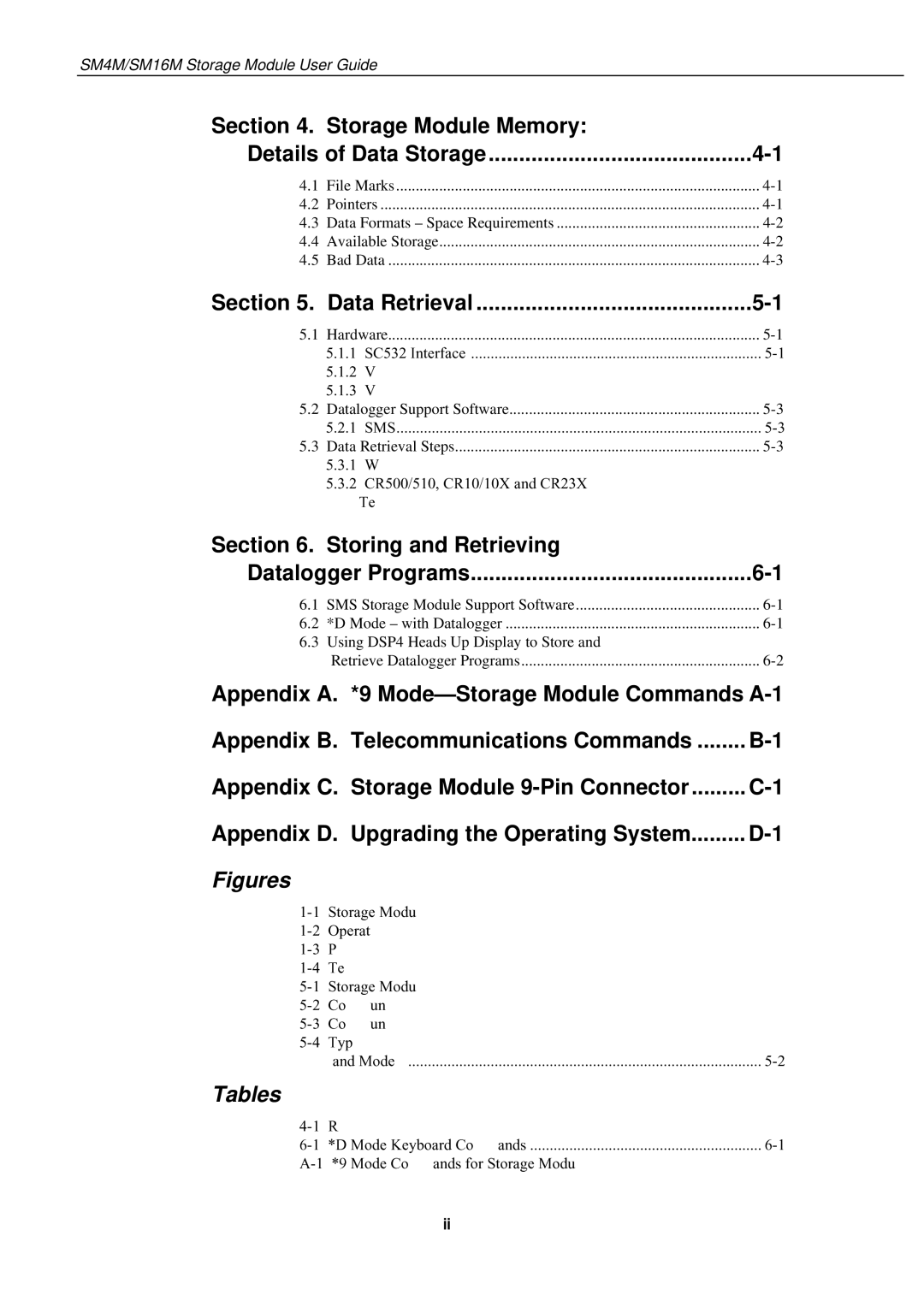 Campbell Hausfeld SM4M Section Storage Module Memory, Section Data Retrieval, Storing and Retrieving Datalogger Programs 