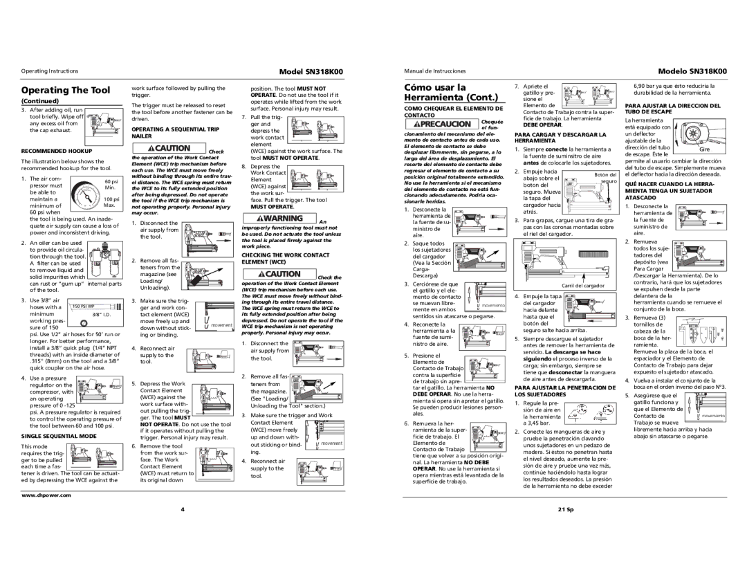 Campbell Hausfeld SN318K00 specifications Cómo usar la Herramienta 