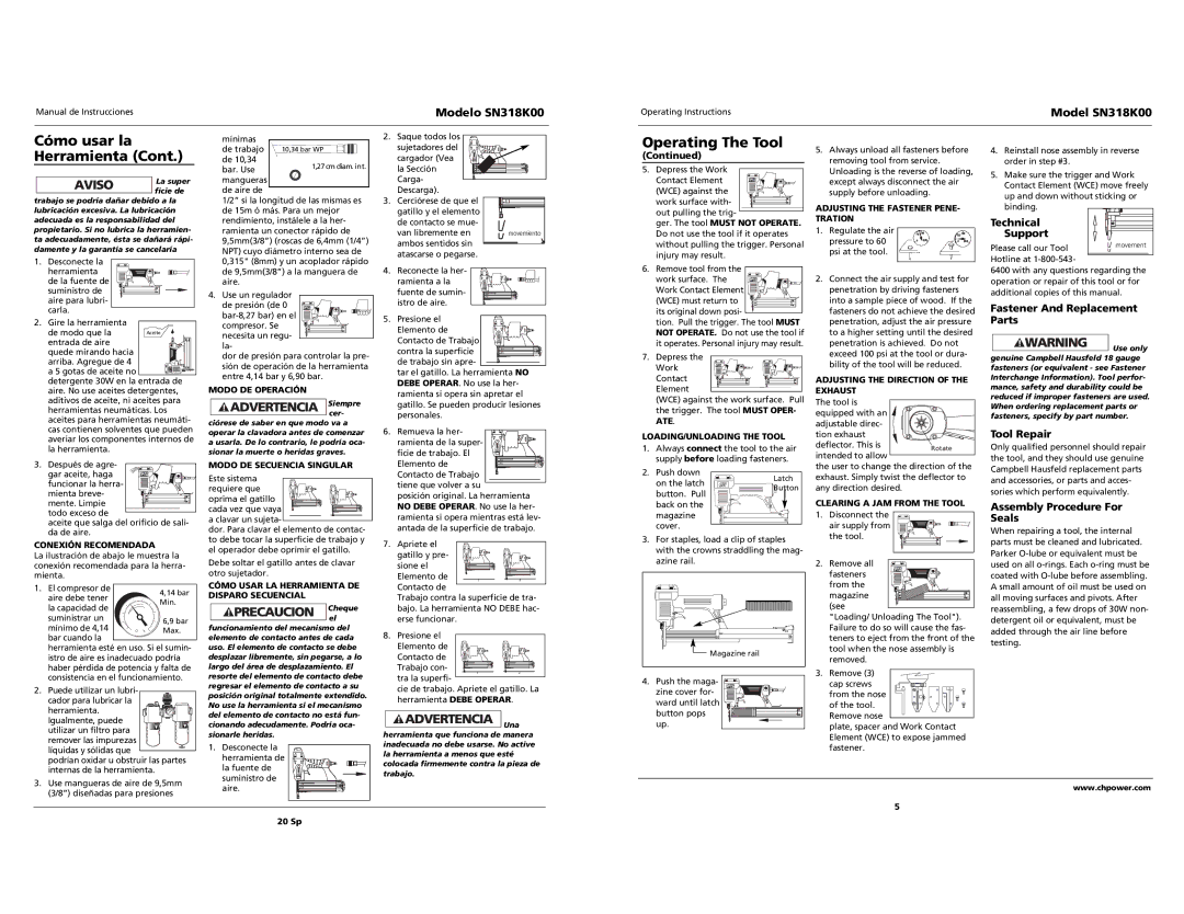 Campbell Hausfeld SN318K00 Technical Support, Fastener And Replacement Parts, Tool Repair, Assembly Procedure For Seals 