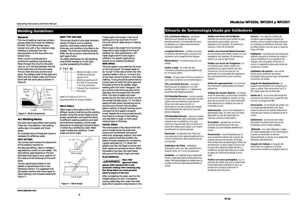 Campbell Hausfeld WF2057 Welding Guidelines, Glosario de Terminología Usada por Soldadores, General, Arc Welding Basics 