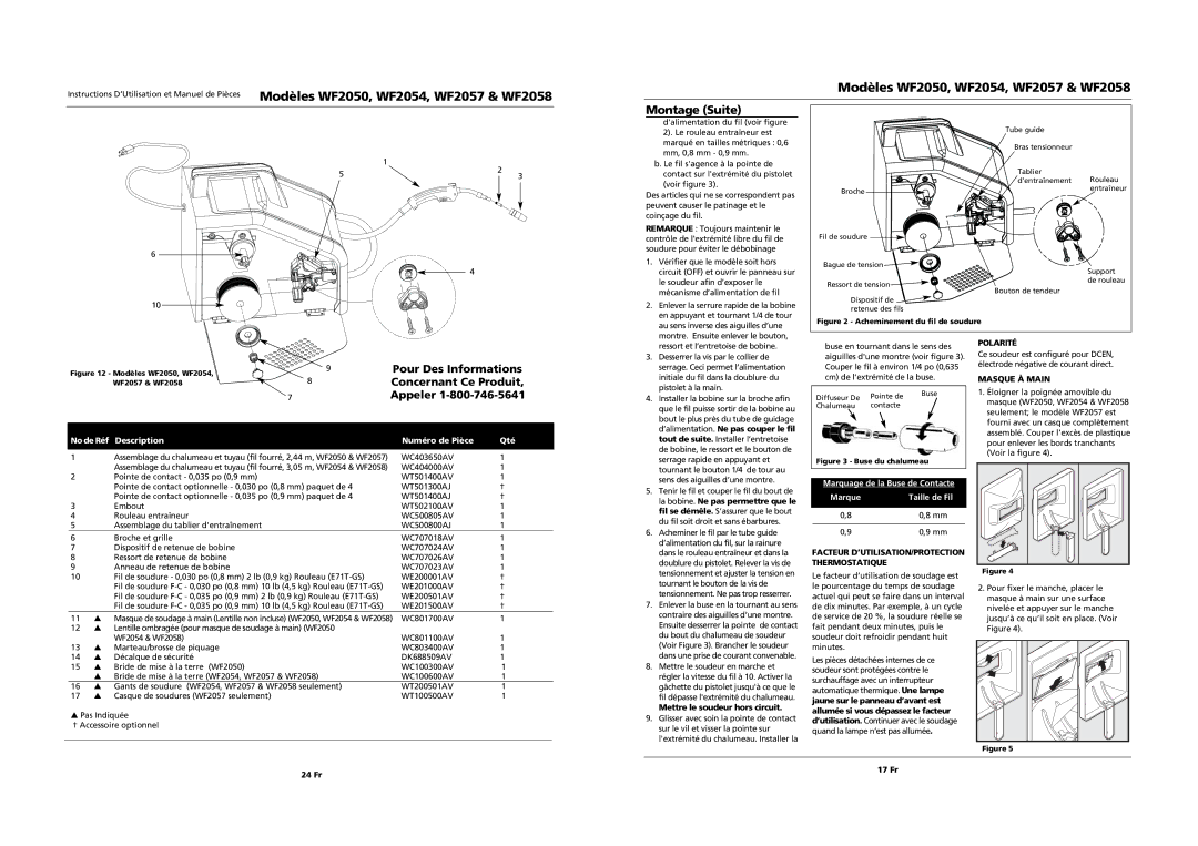 Campbell Hausfeld WF2058 operating instructions Montage Suite, Pour Des Informations, Concernant Ce Produit, Appeler 