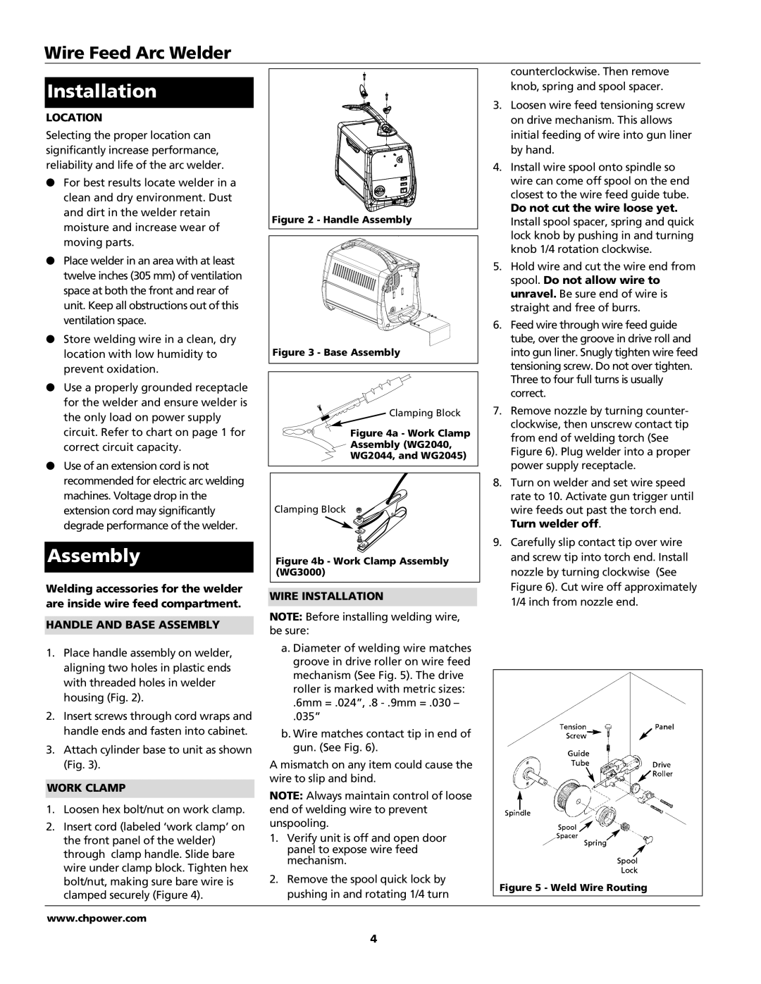 Campbell Hausfeld WG3000, WG2045, WG2044, WG2040 manual Installation, Assembly 