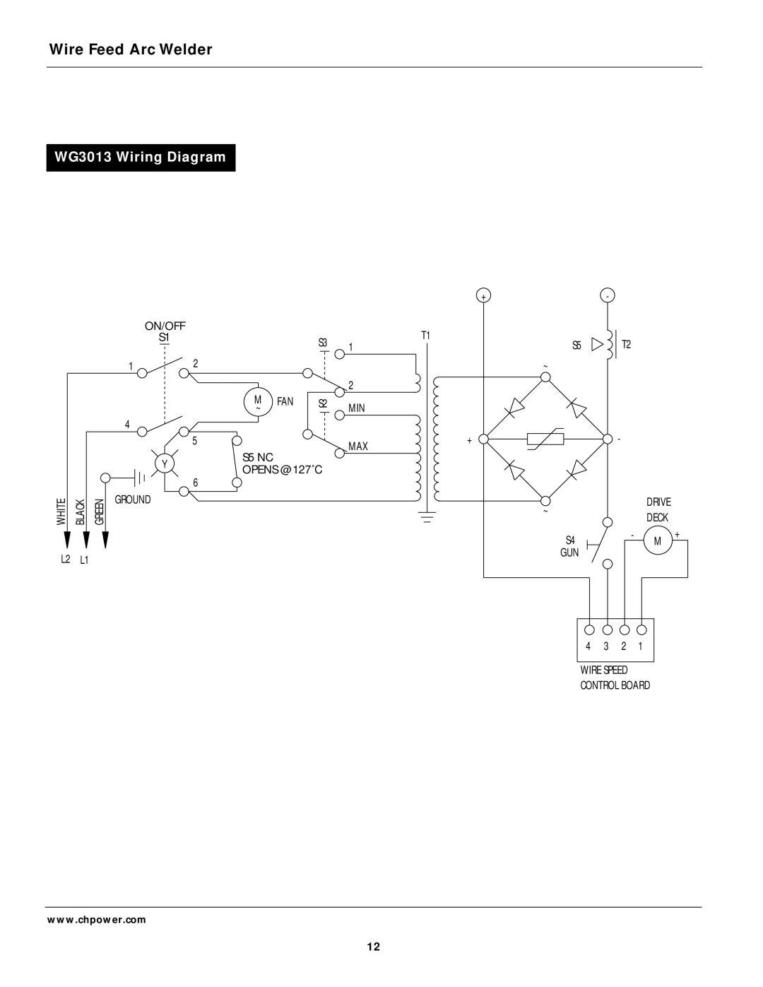 Campbell Hausfeld operating instructions WG3013 Wiring Diagram 