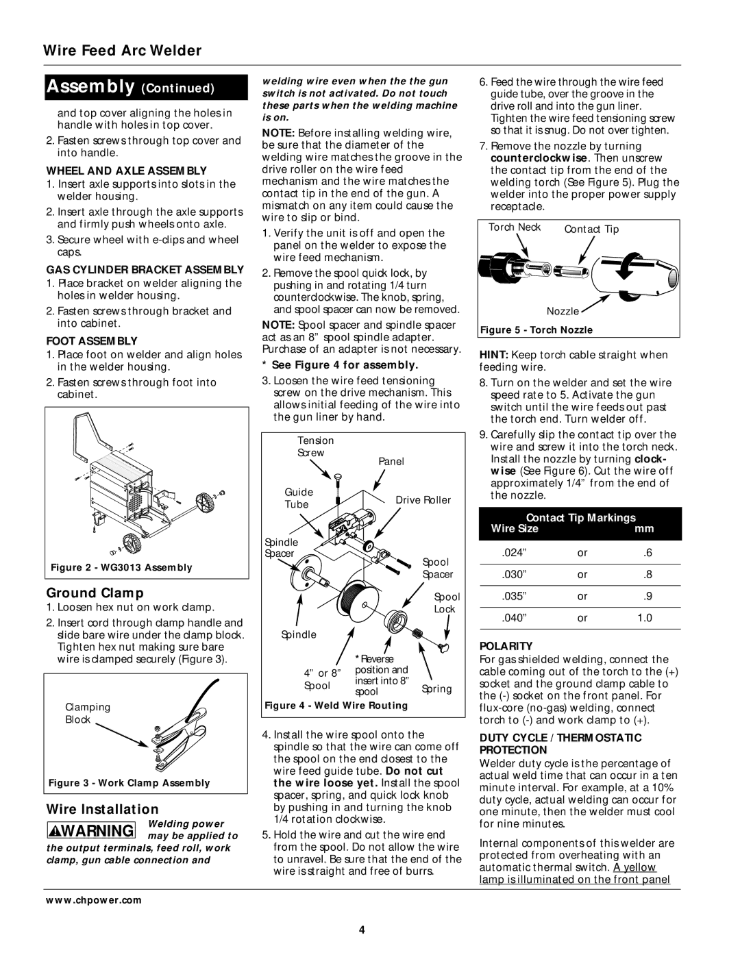 Campbell Hausfeld WG3013 operating instructions Ground Clamp, Wire Installation 