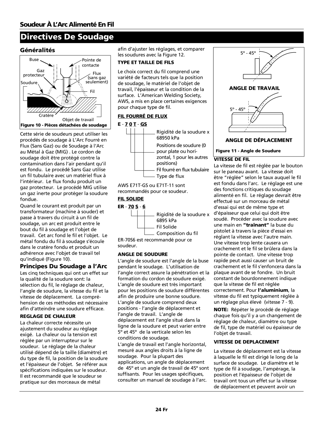 Campbell Hausfeld WG4000 operating instructions Directives De Soudage, Généralités, Principes Du Soudage a l’Arc 