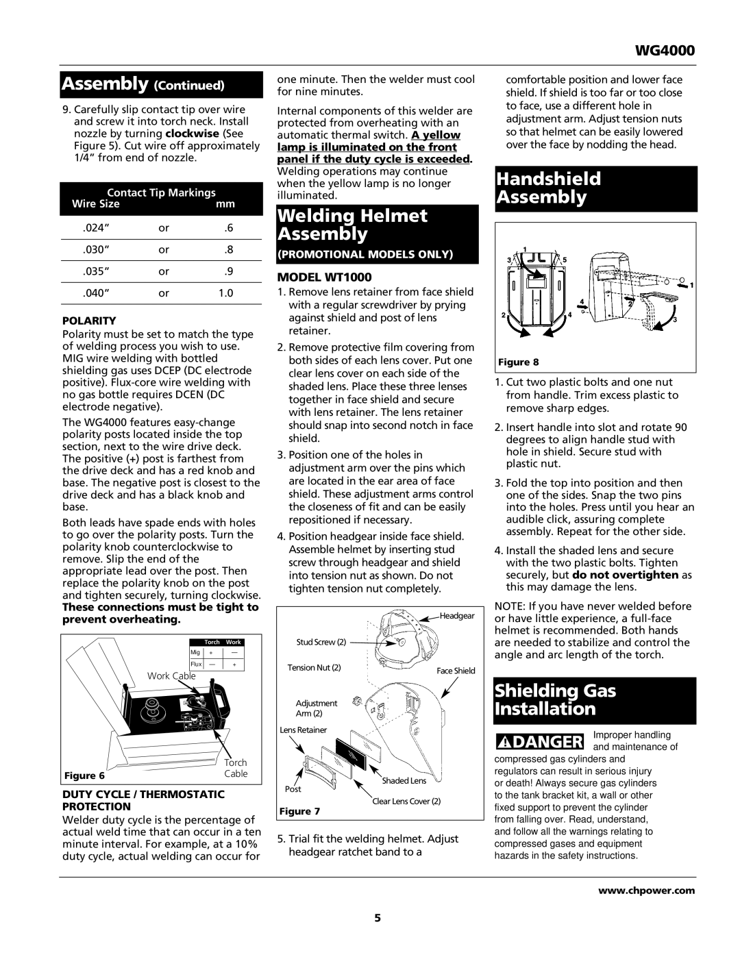 Campbell Hausfeld WG4000 Welding Helmet Assembly, Handshield Assembly, Shielding Gas Installation, Polarity 