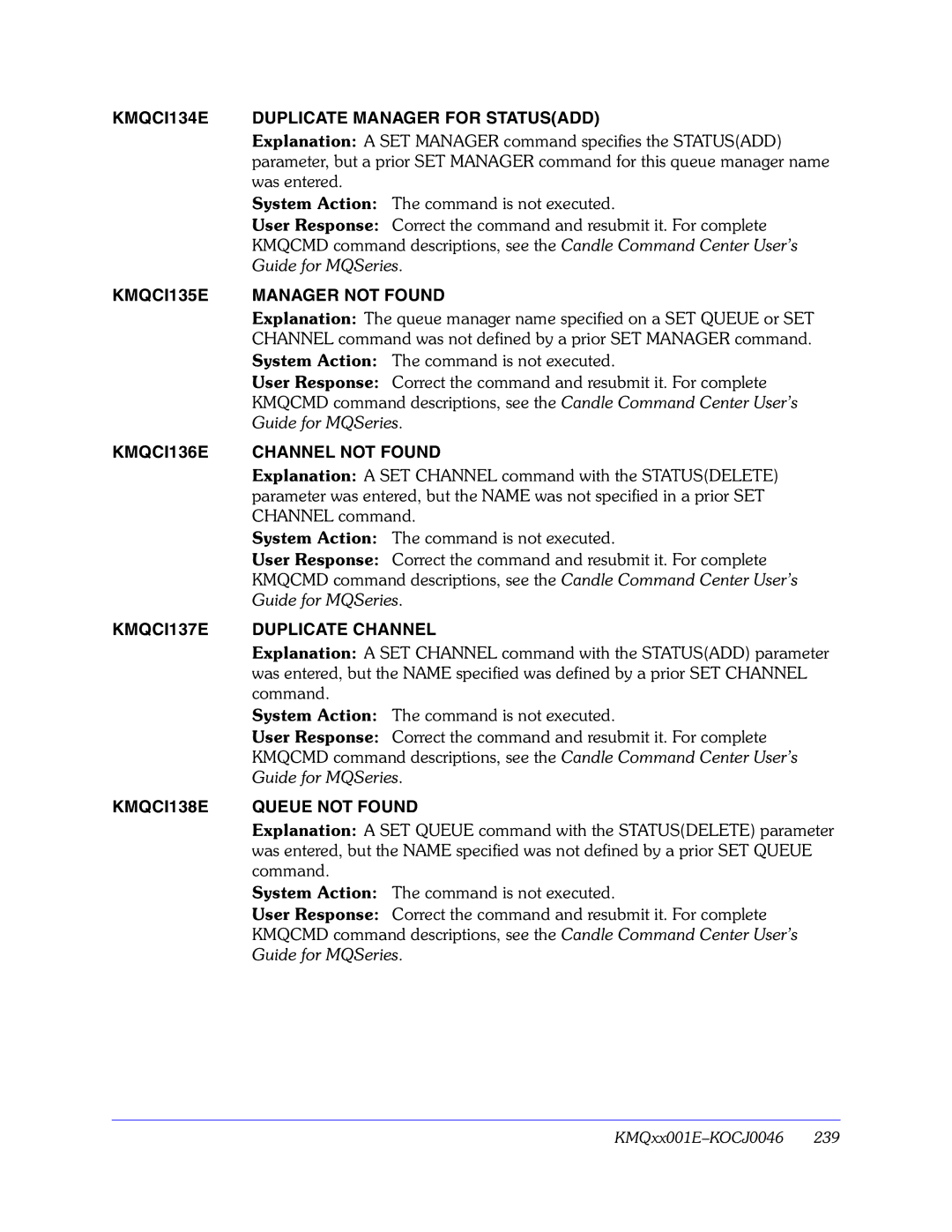 Candle GC32-9172-00 KMQCI134E Duplicate Manager for Statusadd, KMQCI135E Manager not Found, KMQCI136E Channel not Found 