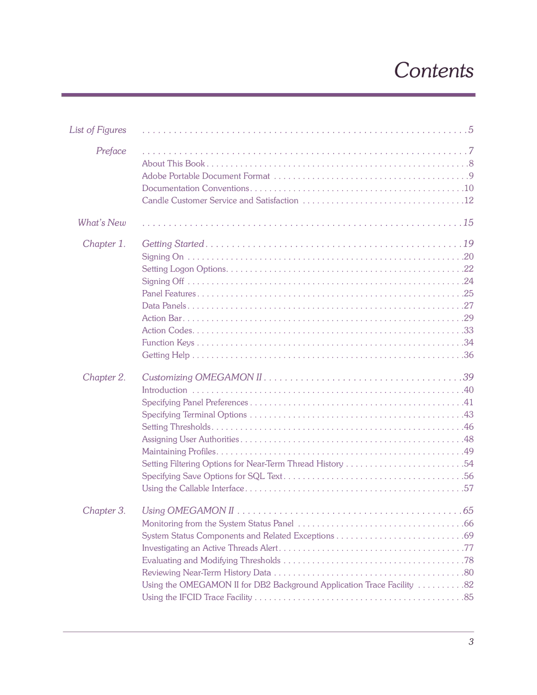 Candle-lite DB2 manual Contents 