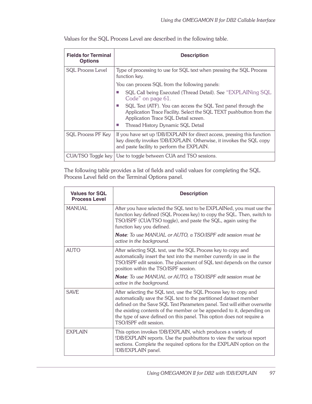 Candle-lite DB2 manual SQL Text ATF. You can access the SQL Text panel through 