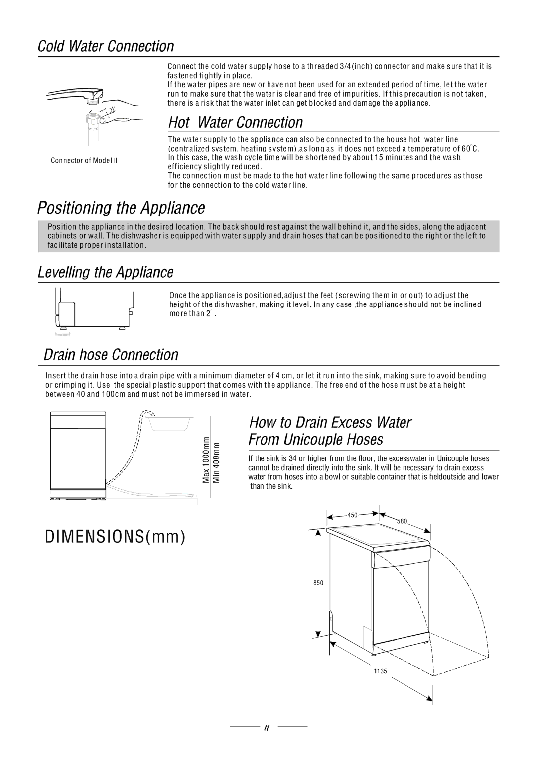 Candy CSD 68-80 manual Fastened tightly in place, Efficiency slightly reduced, For the connection to the cold water line 