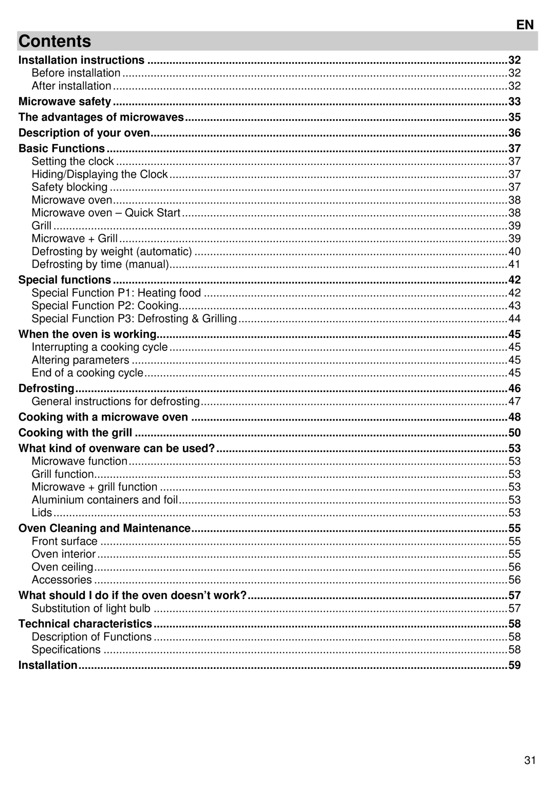 Candy MIC 305 X user manual Contents 