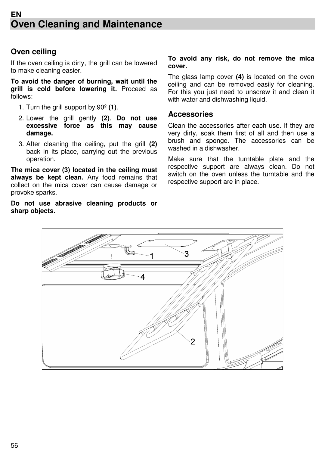 Candy MIC 305 X user manual Oven ceiling, Accessories 