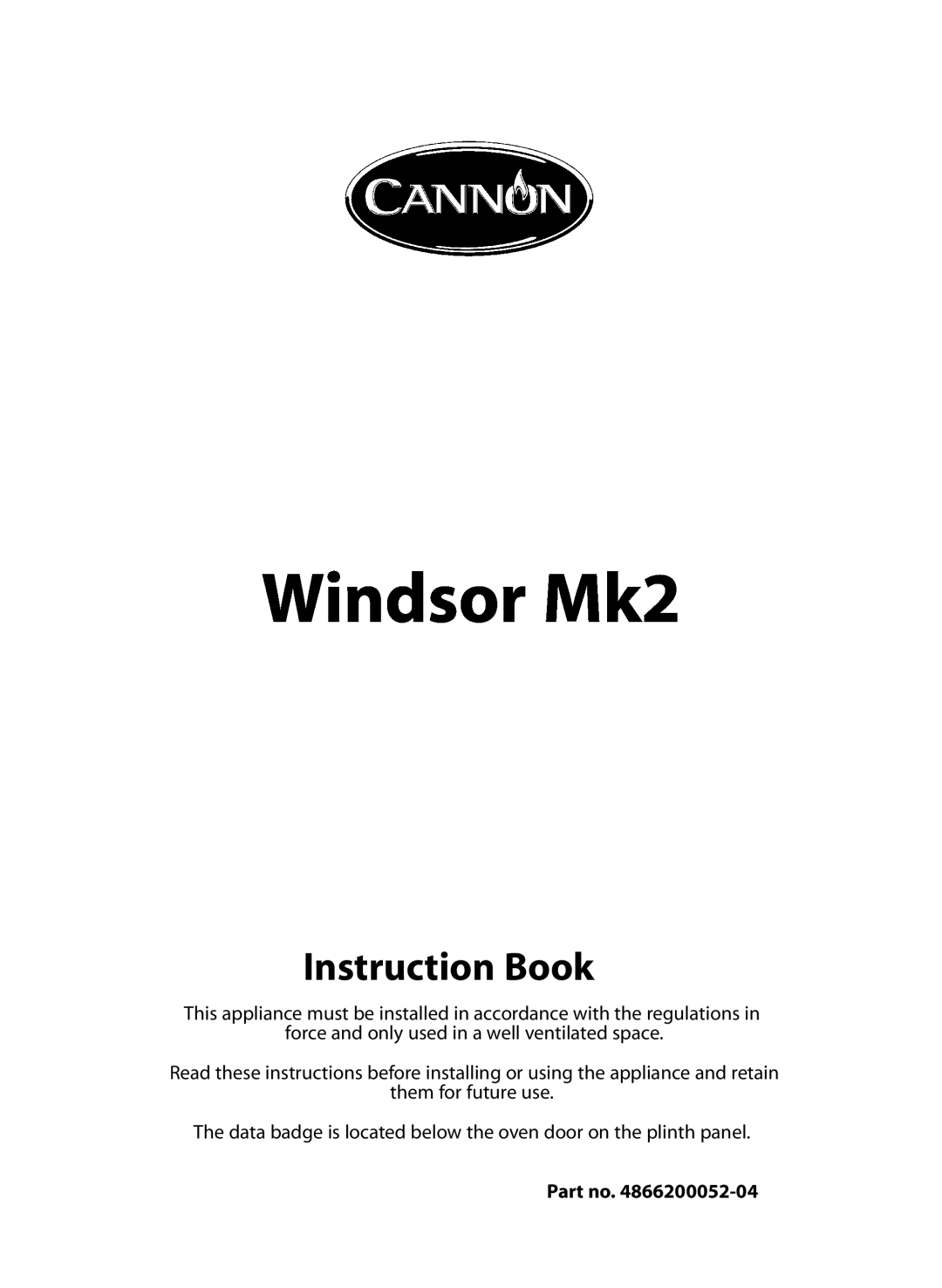 Cannon 10295G, 10297G Mk2, 10296G manual Windsor Mk2, Instruction Book 