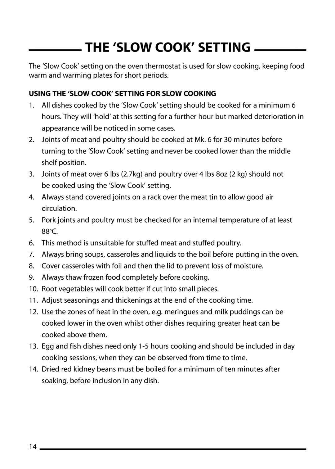 Cannon 10505g, 10506G, 10508G, 10500G, 10501G installation instructions Using the ‘SLOW COOK’ Setting for Slow Cooking 