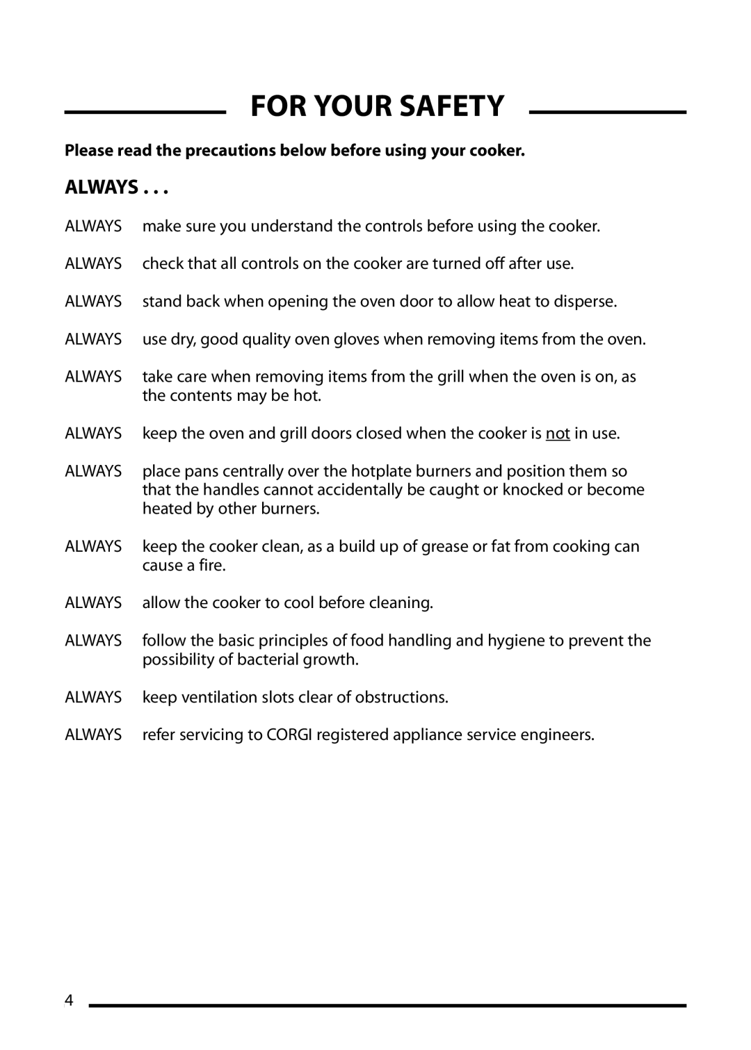 Cannon 10505g, 10506G, 10508G, 10500G, 10501G For Your Safety, Please read the precautions below before using your cooker 