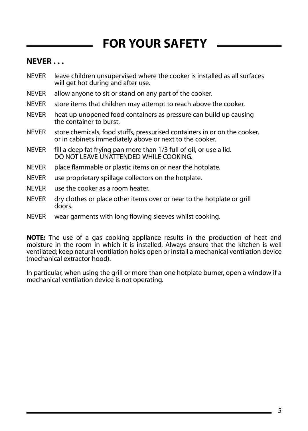 Cannon 10506G, 10508G, 10500G, 10501G, 10505g installation instructions For Your Safety 