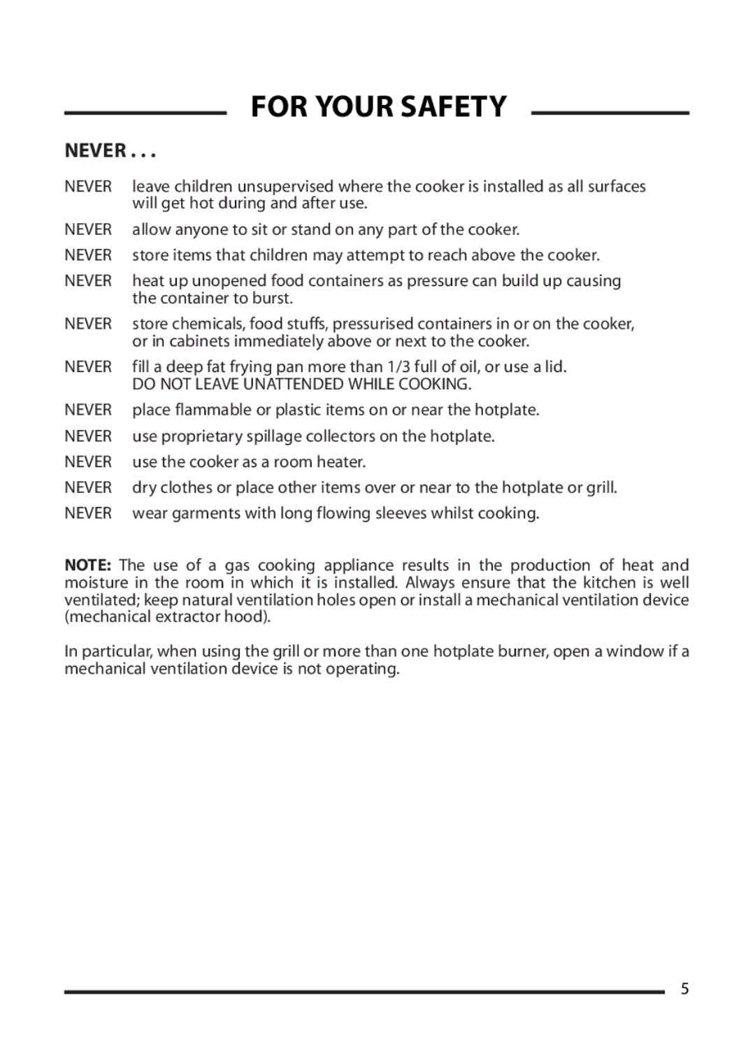 Cannon 10520G, 10526G, 10525G installation instructions For Your Safety 