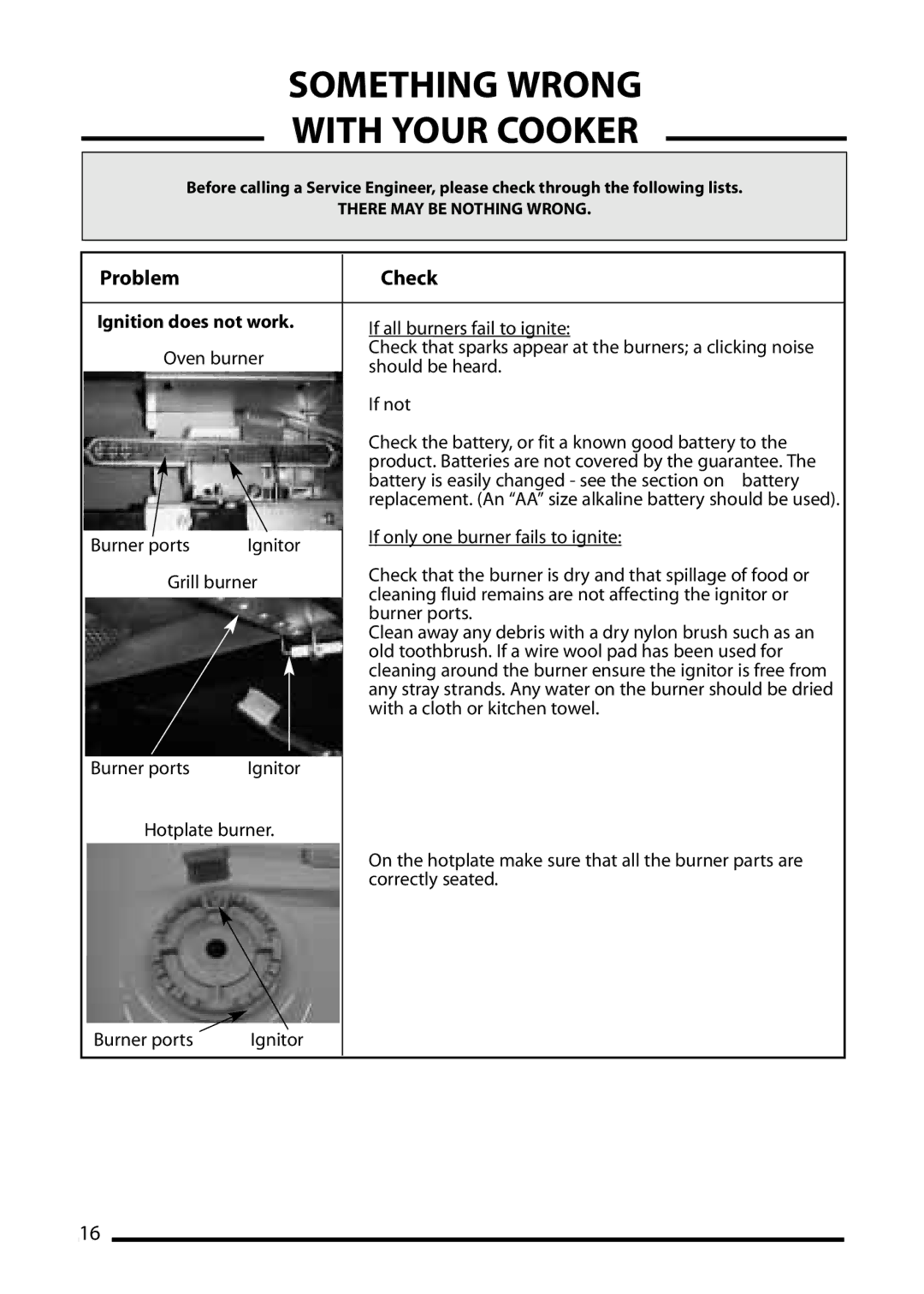 Cannon 10538G MK2, 10535G MK2, 10530G MK2, 10532G MK2 installation instructions Something Wrong With Your Cooker, Check 