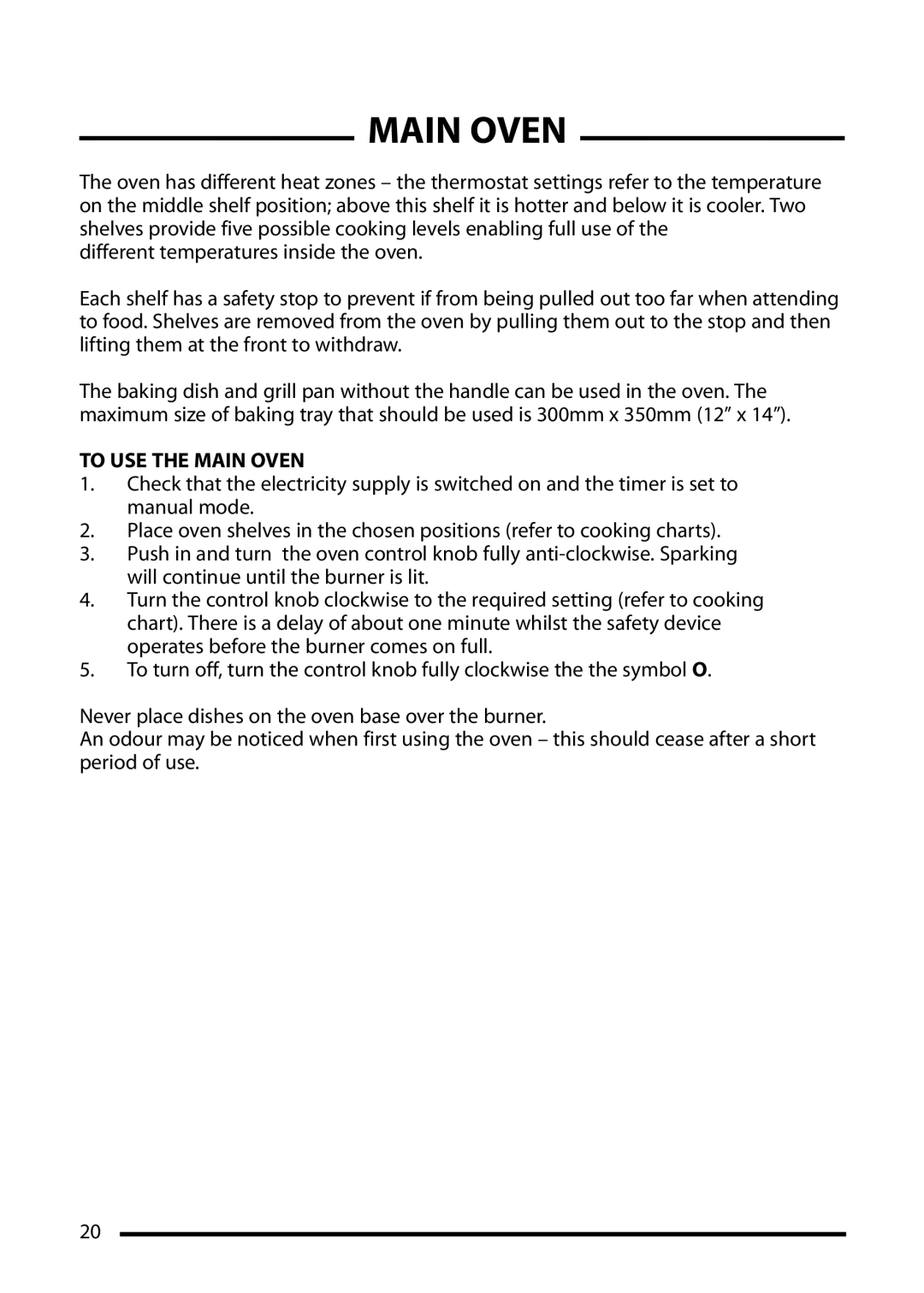 Cannon 10548G, 10545G, 10540G installation instructions To USE the Main Oven 