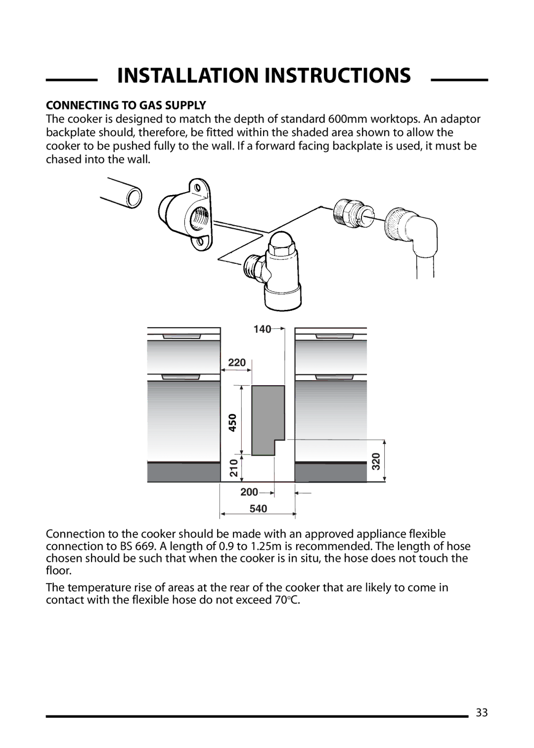 Cannon 10545G, 10540G, 10548G installation instructions Connecting to GAS Supply 