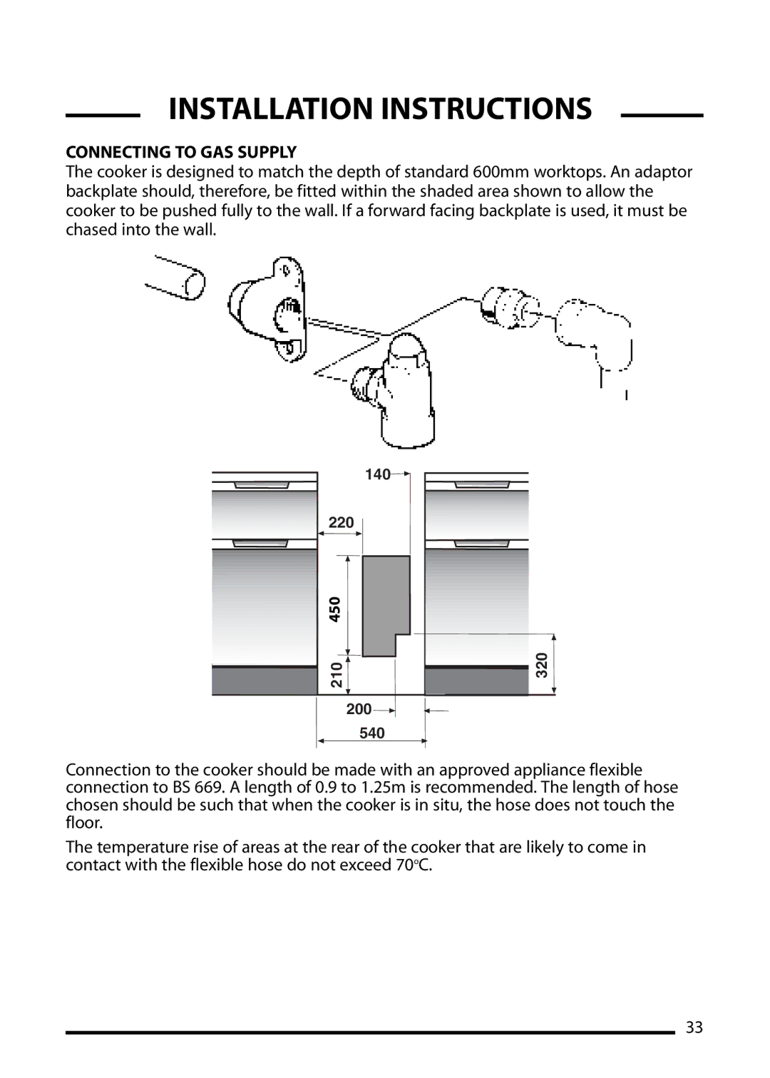 Cannon 10545G MK2, 10548G MK2, 10540G MK2 installation instructions Connecting to GAS Supply 