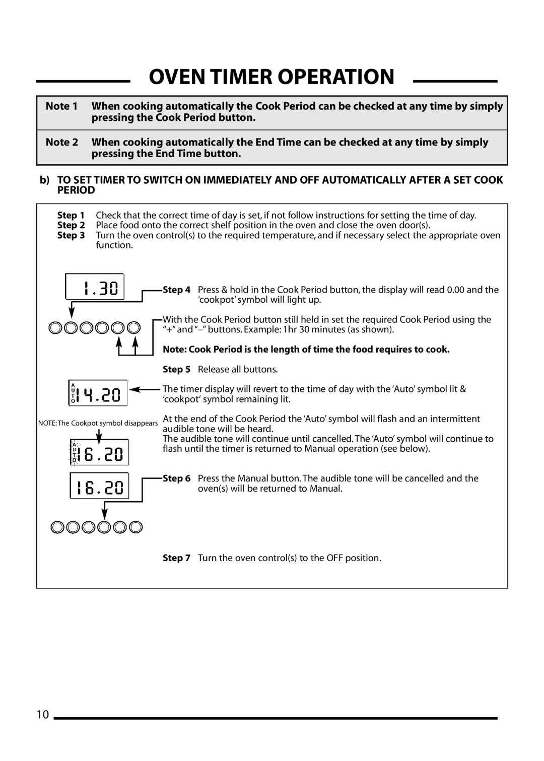 Cannon 10552G, 10555G, 10550G, 10556G installation instructions Oven Timer Operation 